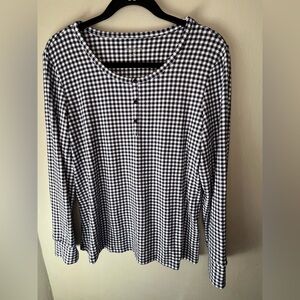 Charter Club Long Sleeve Pajama Top Blue & White Gingham Women’s Size Medium